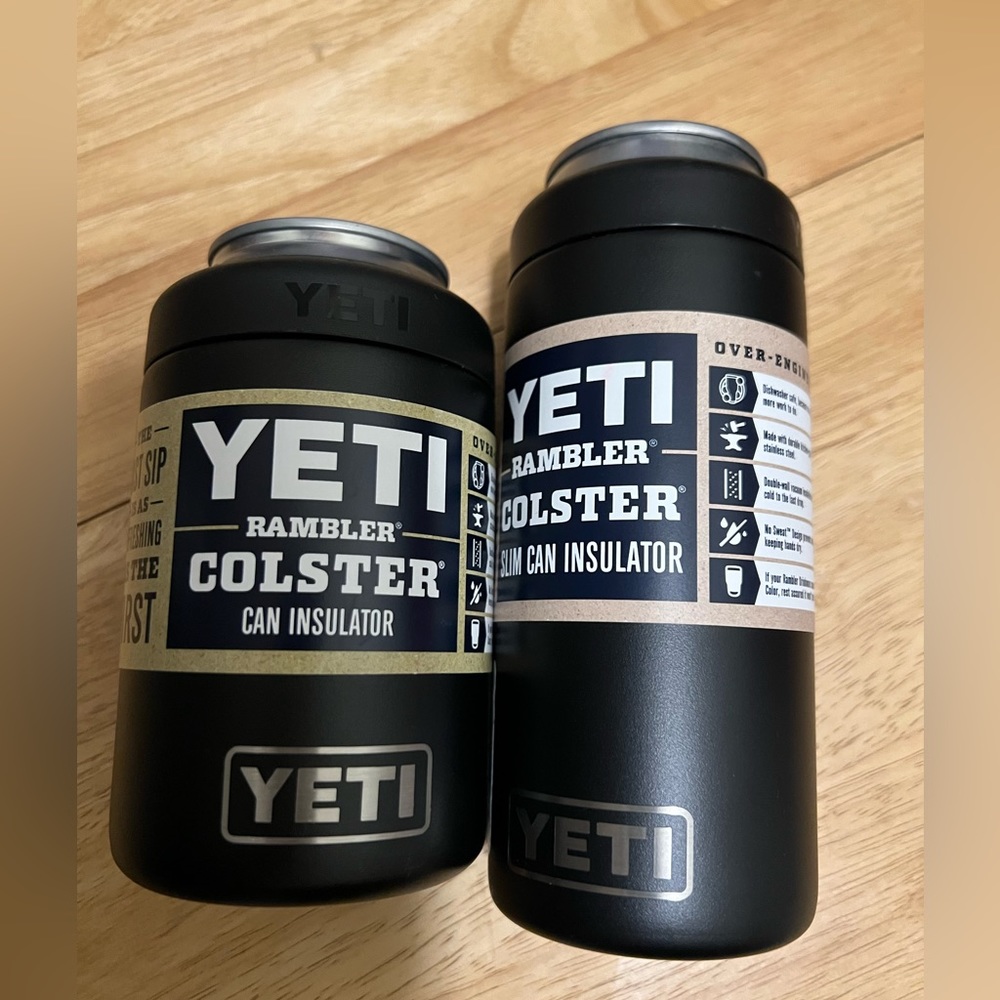 Yeti Rambler Colster can insulator set of 2 NWT black